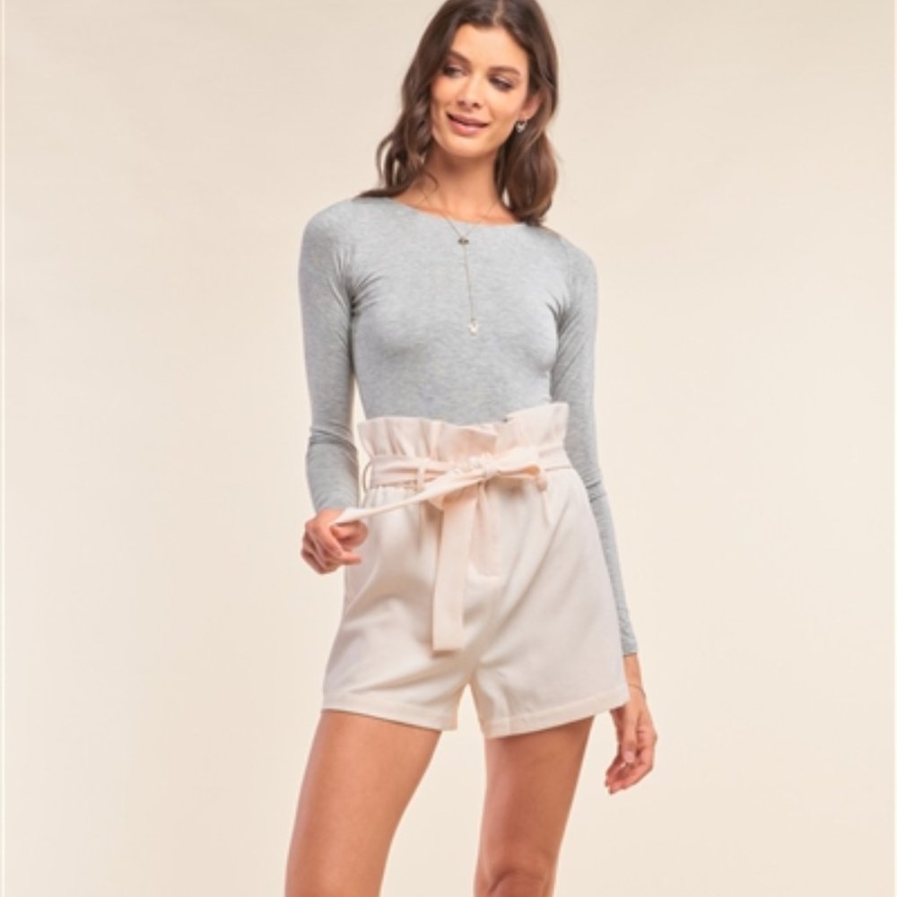 Ivory High Waisted Mini Shorts